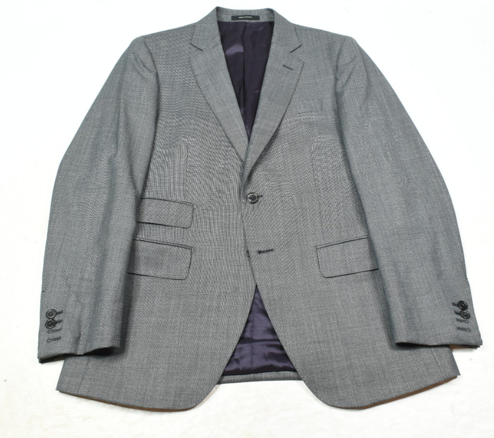 Massimo Dutti Sportcoat Blazer Mens 38 Gray Two-Button Slim Fit Super 150s Wool